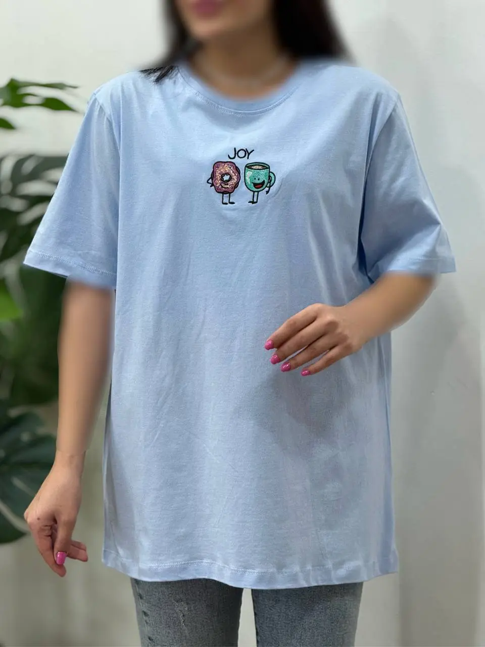 تیشرت زنانه گلدوزی دونات